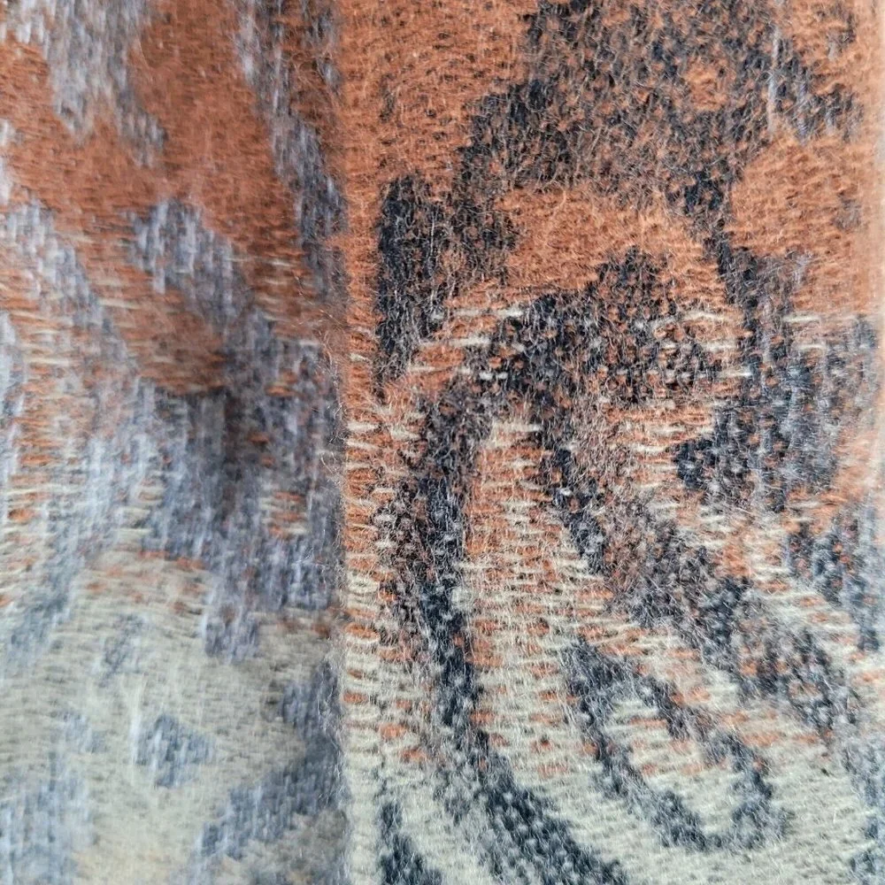 Cejon Ombre Paisley Woven Scarf With Fringe Brown Made In Italy NWT 12